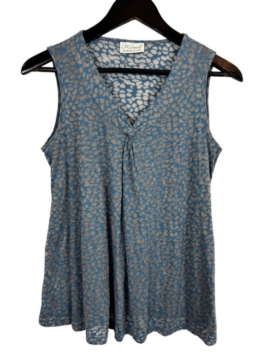 Komil Tops - Komil India Sleeveless V-Neck Blouse Size Medium Blue / Grey